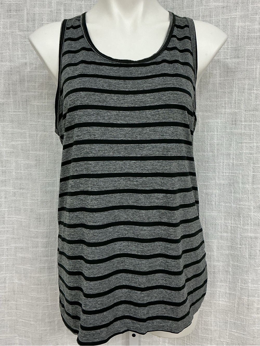Champion Striped Gray & Black Racerback Tank Top